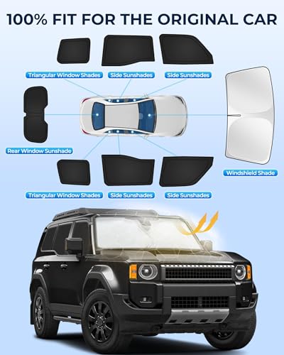 Image of Car Window Shades for Toyota Land Cruiser Prado 250 2024-2025, 8pcs Full Coverage Window Covers Sunshades for Front, Side and Rear Windows, Privacy Window Shade Keep Vehicle Cool for Camping Napping