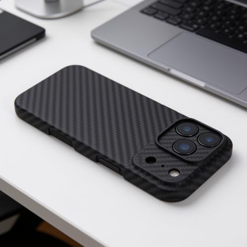 Image of Deff Duro Special Edition Case for iPhone 17 Pro, Compatible with MagSafe, Ultra-Slim Case with Caseless Touch Feeling, 1500D Aramid Fiber Woven, Matte Black