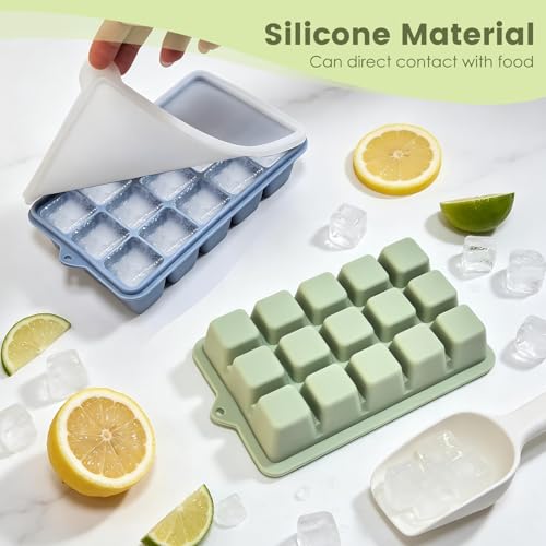 Set de 4 cubiteras de silicona con tapa y accesorios miniatura 2