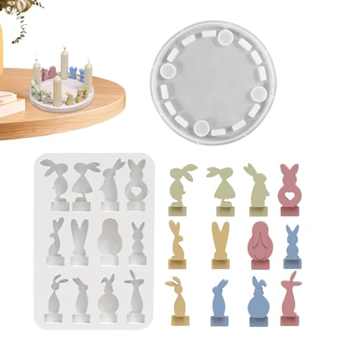 Moldes de resina epoxi, molde de silicona para conejos - Molde de fundición de resina para adornos de yeso reutilizables - Suministros de decoración de primavera, decoración del hogar