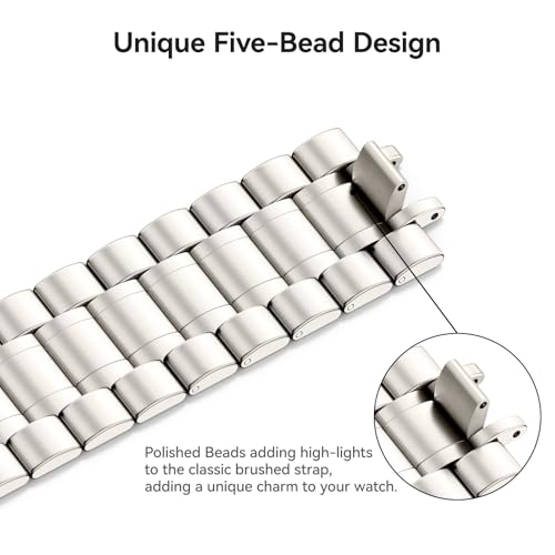 Image of Bestig Compatible with Apple Watch Bands for Men Women 40mm 38mm 41mm 42mm Series 11 10,Premium Solid Stainless Steel Metal Business Wristband Strap for iWatch Series 10 9 8 7 6 SE 5 4 3 2 1,Starlight