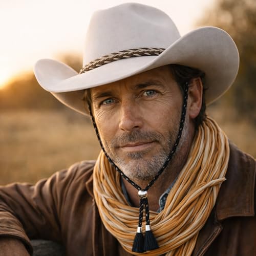Image of Gamboa 100% Leather Hat Chin Strap for Men and Women Removable Hat Chin Cord for Cowboy and Sun Hats
