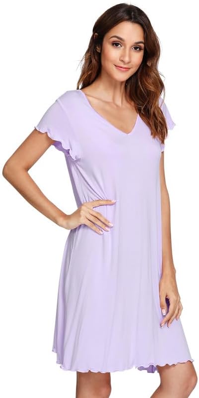 Soft Nightgowns for Women Short Sleeves Nightgown Loose Viscose from Bamboo Nightshirts Sleepwear Pjs S-XXL - Image 3