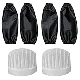 UOPJDD 2 Paar Schwarze wasserdichte Ärmeln Und 2 Stücke Kochhut, Schmutzige, Resistente Ärmel, Geeignet Für Küche, Gartenarbeit Und Hausarbeit.