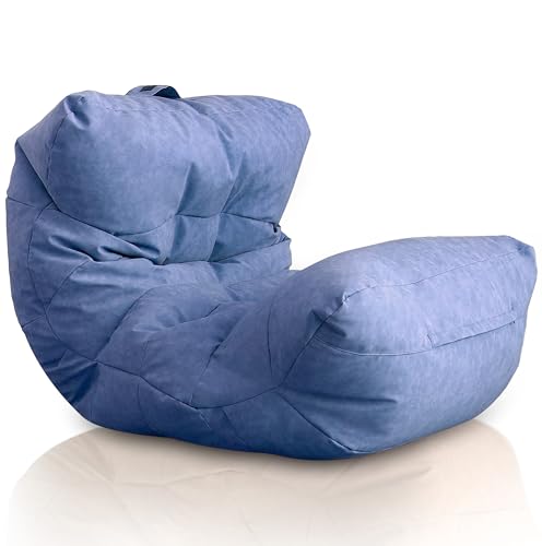 Aiire Puff Salon de Lujo Moderno - Sofa Puf con Relleno Incluido Gigante de Diseño en Polipiel Premium - Bean Bag Chair Grande para Adultos o Decoracion Habitacion Juvenil - Puffs XXL Azul