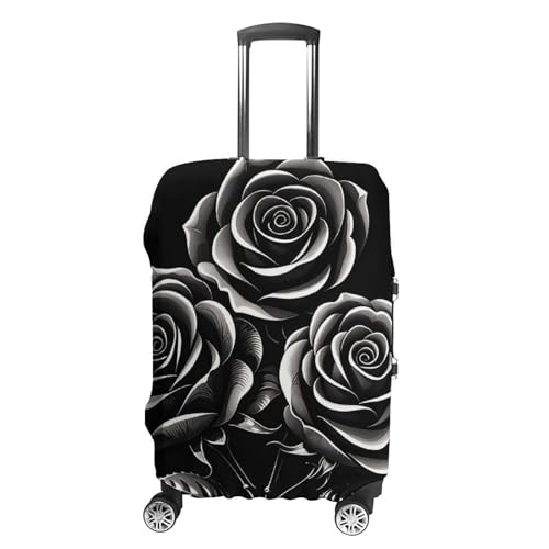 Anti-Scratch Luggage Cover Gothic Black Rose Art Printed Luggage Case Protector Washable Suitcase Covers Elastic Suitcase Protector for Size M (22-24 inches) Luggage