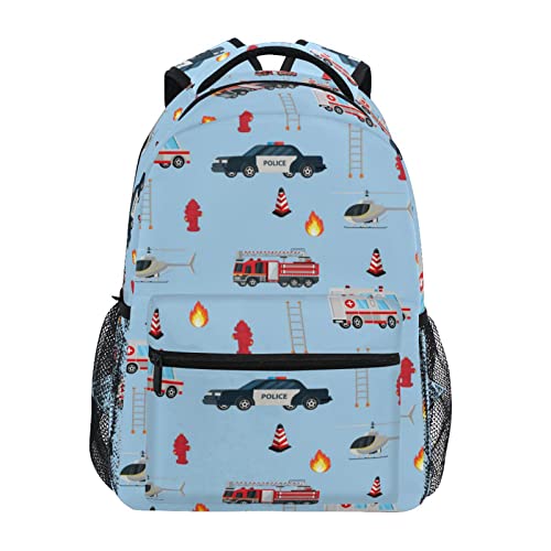 UWSG Mochila de viagem para laptop, mochila para computador universitária, escola, caminhão de bombeiros, ambulância, carro de polícia, mochila para crianças de 3 a 6 anos