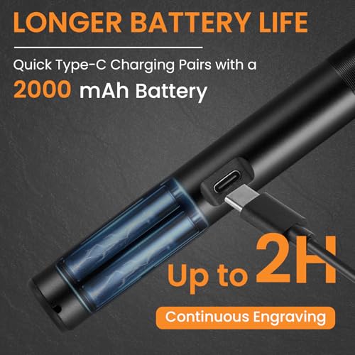 HARDELL Engraving Pen 6 Speed, USB-C Rechargeable Engraving Tool, Electric Engraving Pen Kit with 41 Accessories for Metal, Wood, Glass and Plastic, Cordless Engraving Pen Set for DIYer & Beginner