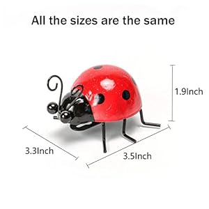 Metal Garden Decor for Outside Cute Ladybugs Yard Art Lawn Ornaments Wall Sculptures Statues Outdoor Fence Decorations for Patio Set of 4
