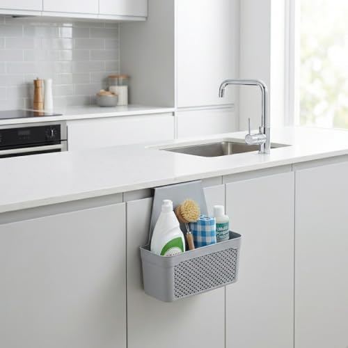 Orret Home Dolap İçi Asılabilir Plastik Organizer Deterjan Sünger Düzenleyici Askı Mutfak Banyo Dolap İçi Düzenleyici Kapak Arkası Organizer Sepet (Asorti Renk) - Görsel 4