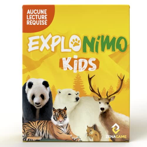 Explonimo Junior - Jeux de Societe Enfant 4 ans+ - Jeu de Cartes - Devinez l'Animal - Educatif et Amusant - Cadeau Garcon et Fille - Jeu de Société pour Famille - Parfait pour Voyages - 2 à 6 Joueurs Cover