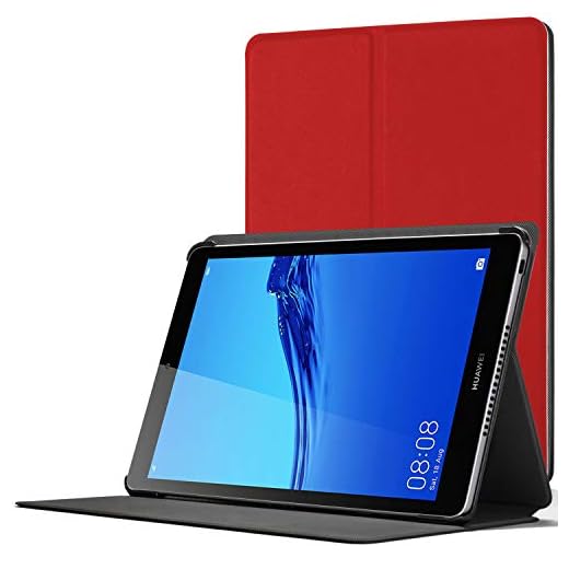 Forefront Cases Funda para Huawei Mediapad M5 Lite 8, Estuche Protector con Cierre Magnético para Mediapad M5 Lite 8 2019 Caso Case Cover, Rojo