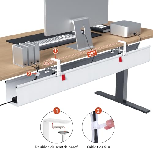 Image of Univivi No Drill Under Desk Cable Management Tray, 48 inch Cord Organizer for Table, Clamp /Screw Mount Desk Cable Management, Premium Fabric Cable Management Tray for Office, Home (Extra Large)