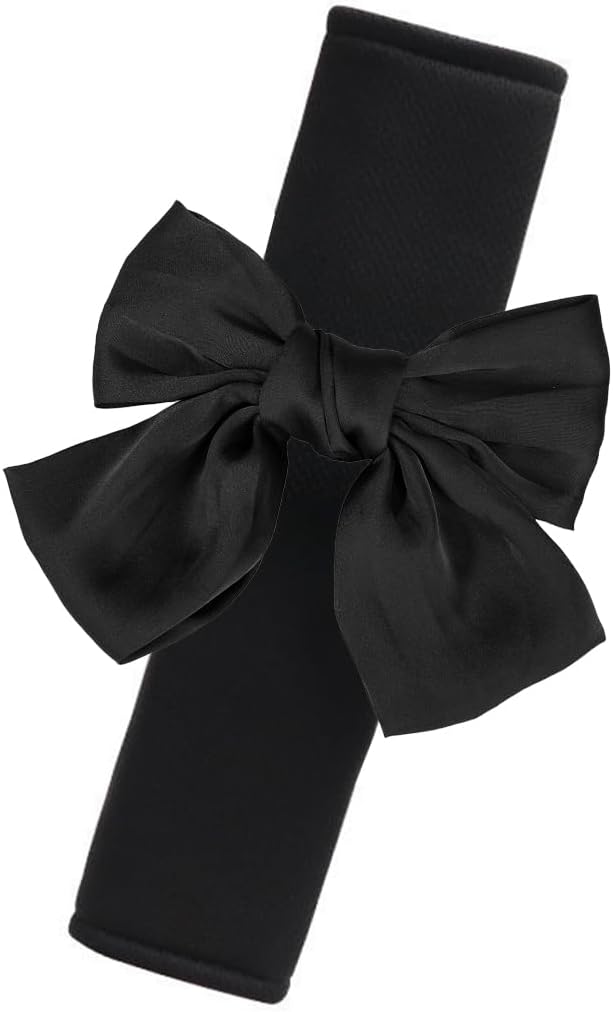 Bow Car Seat Straps Shoulder Pads for Women Girl, Soft Seat Belt Covers for All Car Seats/Pushchair/Stroller/High Chair (Black Bow)