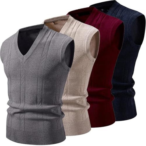 Men's Knitted Sweater Vest V-Neck Sleeveless Pullover Waistcoat Street Casual Outwear Tops2