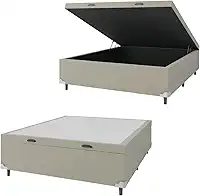 Base Cama Box Baú Casal 138x188x41cm Bege Suede Veludo Prince