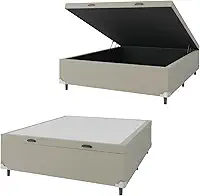 Base Cama Box Baú Casal 138x188x41cm Bege Suede Veludo Prince
