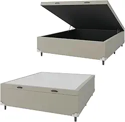 Base Cama Box Baú Casal 138x188x41cm Bege Suede Veludo Prince