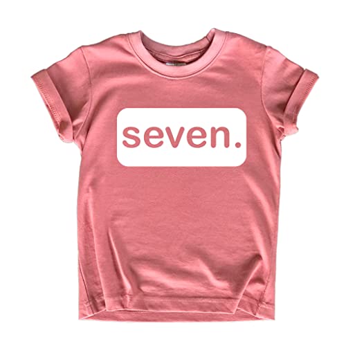 7th Birthday Girl Shirt 7 Years Old Seven Outfit Seventh Tshirt Gift Girls top 7 (Mauve Youth S(8))