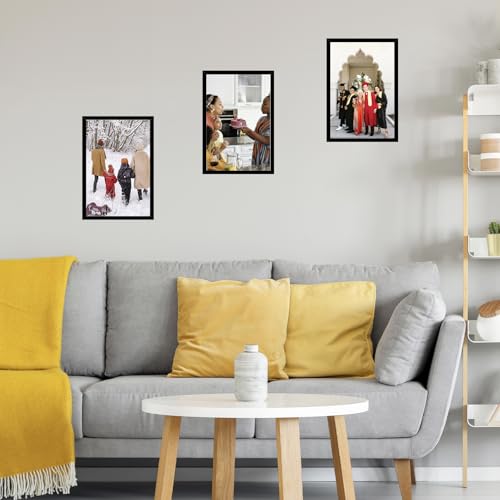 Image of JCJMY 9x14 Picture Frame Black for Wall Hanging, Wall Mounting Horizontally or Vertically, 9 x 14 Wall Gallery Poster Photo Frame with Shatter Resistant Plexiglass, Black