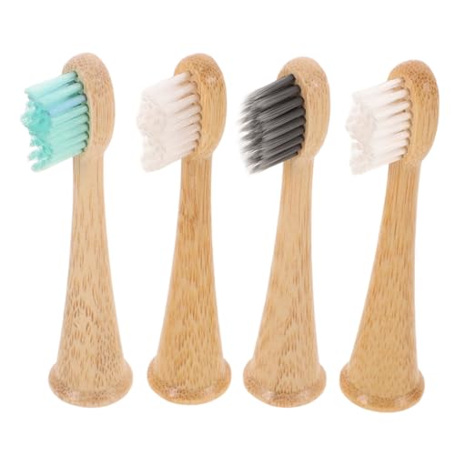 VALICLUD 4pcs Bamboo Toothbrush Replacement Heads for Electric Toothbrush Compatible with Philips Series Gentle Cleaning with Soft Bristles Alternative for Healthy Gums and