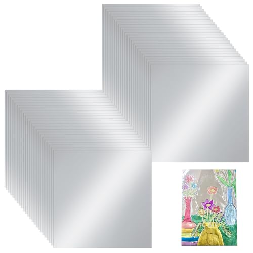 AHANDMAKER 100 Sheets Aluminum Sheets for Crafts 6x6 Inch Metal Embossing Foil DIY Foil Roll 0.07 mm Thick Tinfoil for Crafting Art Painting Engraving and Embossing Projects Silver