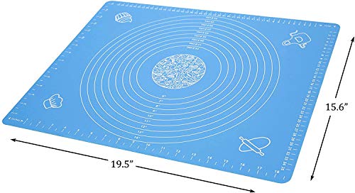 Image of SYGA Silicone Baking Mat for Pastry Rolling Dough with Measurements - 19.7 inch x 15.7 inch BPA Free Non Stick and Non Slip Blue Table Sheet Baking Supplies for Bake Pizza Cake Blue
