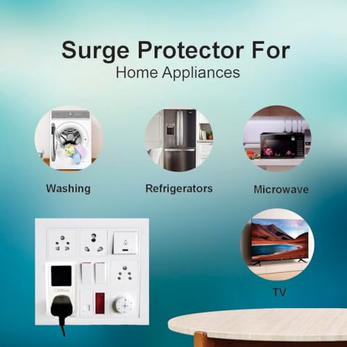 Image of Embox Automatic Digital Voltage Protector 220V Smart Plug 10amp Socket Switcher with Surge Protectors and LED Display Screen for Appliances, Refrigerators, Washing Machines and TV