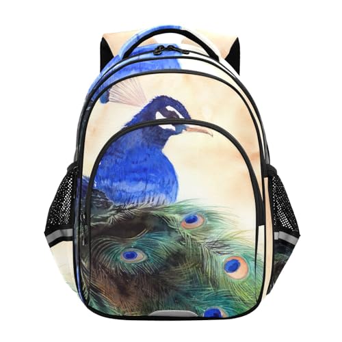Sac à dos ado fille garçon paon léger grand compartiment ordinateur 16,9 pouces
