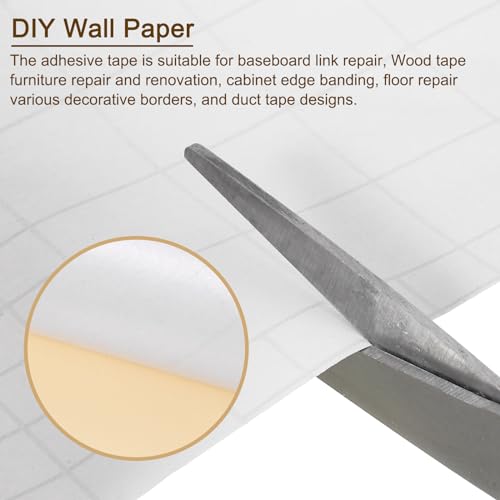 Image of uxcell Wood Grain Tape, 2 inch x33 Ft Self Adhesive Wood Grain Repair Patch for Baseboards, Doors, Floor Repair, Furniture Home Decor Black Line