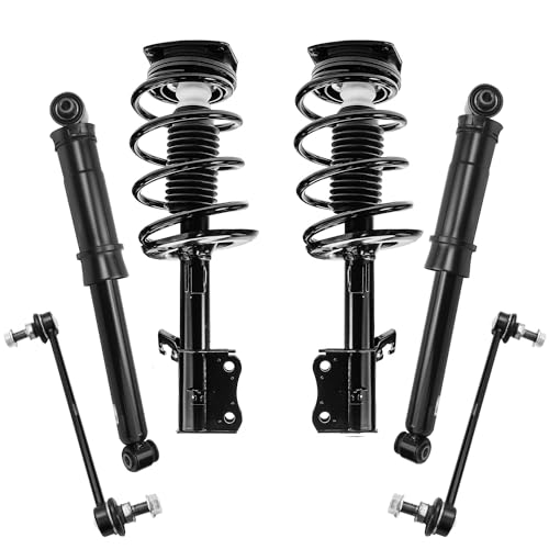 Image of Detroit Axle - 6pc Struts Kit for 2007-2012 Nissan Sentra Complete Front Ready Struts w /Coil Spring Assembly Sway Bar Links + Rear Shock Absorbers 2008 2009 2010 2011 Replacement Suspension Kit