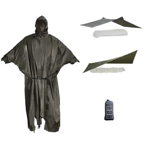 onewind Poncho de lluvia para senderismo, XL de silnylon, versátil para refugio, camping, para campistas altos, impermeable, transpirable, ligero, reutilizable y plegable, protección contra la lluvia