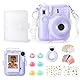 Rieibi Zubehör für Fujifilm Instax Mini 12, Geschenkpaket enthält transparente Instax Mini 12 Hülle mit Gurt, Mini-Fotoalbum, Selfie-Spiegel, DIY-Aufkleber, Farbfilter (ohne Kamera) – Lila