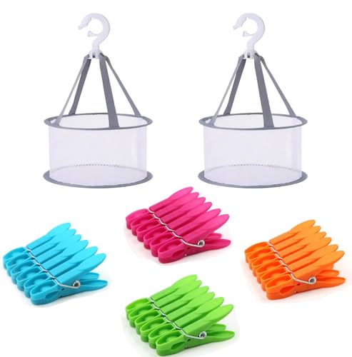 48 pinzas de la ropa, 2 pinzas de ropa, cesta, resistentes al viento, pinzas de colores sin impresión, bolsas de plástico para pinzas de ropa para tendederos y ropa