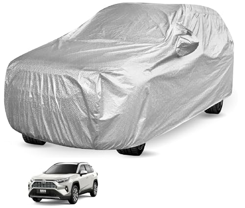 Image of Auto Hub Waterproof Car Cover Compatible with Urban Cruiser Hyryder with Mirror Pocket, Soft Cotton Lining, Waterproof Urban Cruiser Hyryder Car Cover- Metallic Silver