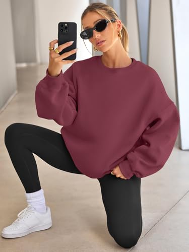 Image of EFAN Womens Oversized Sweatshirt Crewneck Sweater Casual Fall Outfits 2026 | Fleece Lined Stretchy Hoodies Basic Comfort Clothes Loose Maternity Workout Gym Lounge Wear Winter Airport Fashion