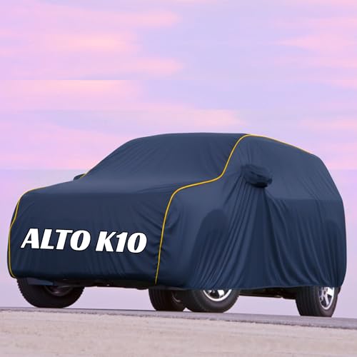 Image of Kayme UltraShield All Weather Premium Alto k10 Car Cover 6-Layer Waterproof Fabric, UV & Heat Reflective - Rain, Sun & Dust & Bird‐Dropping Resistant, Indoor /Outdoor Full Body Protection - Blue