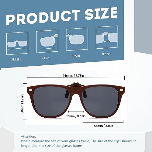 Image of Long Keeper Clip On Sunglasses - Polarized Flip Up Clip-on Sunglasses for Women & Men - Over Prescription Glasses