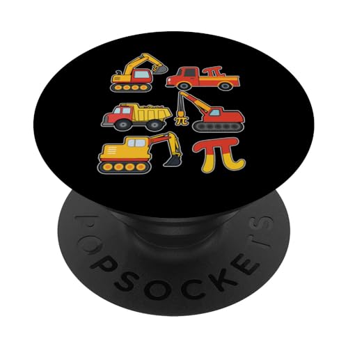Construction Trucks Pi Day 3.14 Happy Math Day PopSockets Adhesive PopGrip