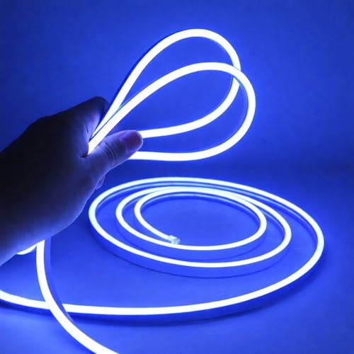 Image of NEWNESS Blue Neon LED Strip Light 13.2 Feet with Adapter | Flexible IP65 Waterproof Silicone Rope Light for Bedroom, Ceiling, Gaming Room, Party & Outdoor Decoration