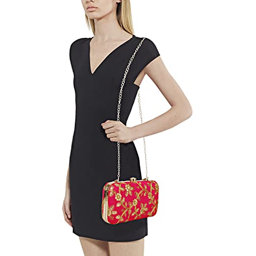 Image of LONGING TO BUY Hand Crafted Designer Box Clutch - Zari Embroidery For Women