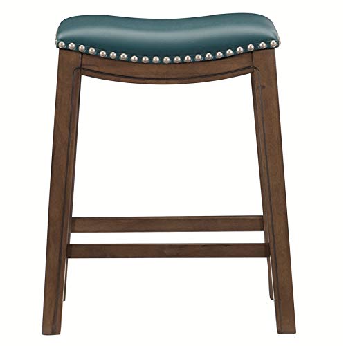 Homelegance Ordway Saddle Seat Counter Height Stool, 25"Sh, Green #TOP4