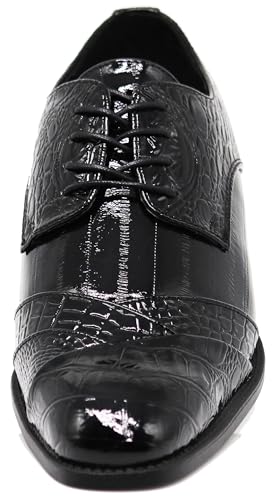 Image of STW Men's Alligator Crocodile Print Oxfords Fashion Lace Up Dress Shoes