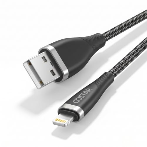 Image of COSTAR USB to 8 Pin Fast Charging Cable-3A Nylon Braided Charger Cable 1.5 Meter Cord Power Data Sync Transfer for iPhone14 /13 /12 /11 /X /XS /XR /8, iPad