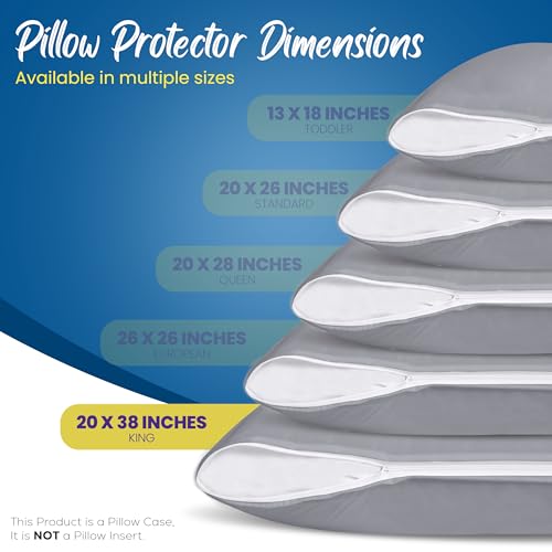 Image of Utopia Bedding Premium 100% Waterproof Pillow Protectors with Zipper King Size (Set of 4), Bed Bug and Dust Mite Proof Zippered Pillow Covers, Pillow Encasement Cases, Gray