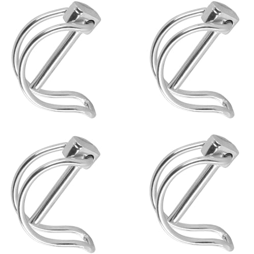 Pipe Folding Cotter Pins, Pack of 4, 10 x 70 mm Locking Pin, with Snap Closure, Galvanised Cotter Pins, Safety Bolts, for Farm, Lawn, Garden