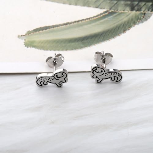 OKEYCH Leo-pard Ge-cko Lover Gift Leopard Gecko Stud Earrings Leop-ard G-ecko Owner Jewelry Who Loves Leo-pard G-ecko Gift3