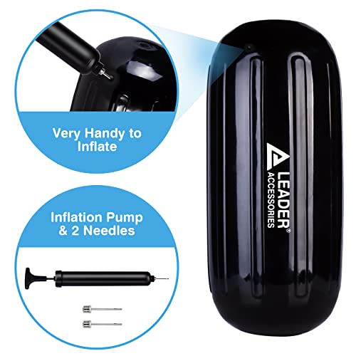 Image of Leader Accessories Boat Fender Bumper Hole Through Middle Inflatable 4 Pack