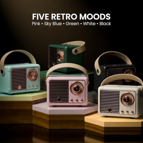 Image of Walta Elite Retro Portable Bluetooth Speaker, Vintage Design, Blue, 10W, TWS Mode, BT 5.4, USB /AUX /TF, Type-C Charging, up to 5Hrs Playtime