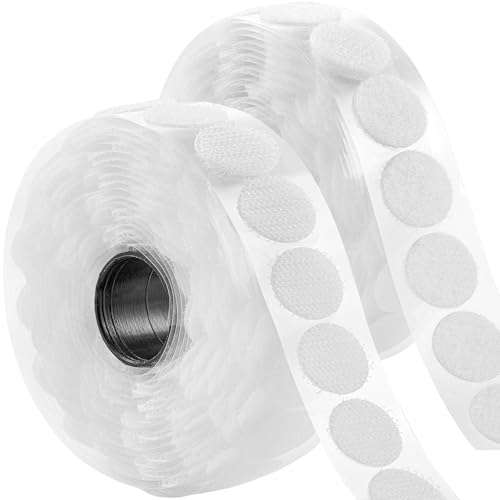 Image of ECOHomes (3 /4 Inch Dots, 200 Sets) Strips with Adhesive for Fabric, White | No Sew, Stick On for Fabric, Sticky Back for Clothes, Curtains, Heavy Duty, Double Sided Hook and Loop Hem Tape Fasteners